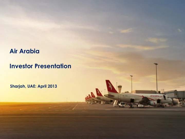 air arabia investor presentation