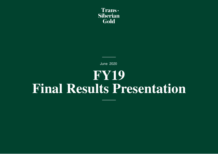 fy19 final results presentation disclaimer