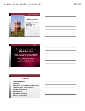 March 6th, 2020  Some of the rules and procedures discussed  in this workshop are subject to