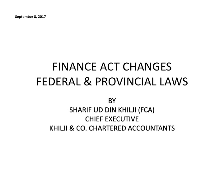 finance act changes federal provincial laws agenda income