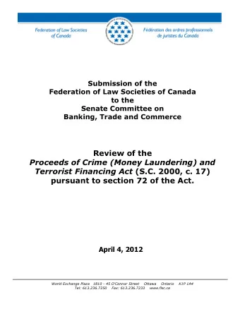 Review of the  Proceeds of Crime (Money Laundering) and Terrorist Financing Act (S.C. 2000, c. 17)