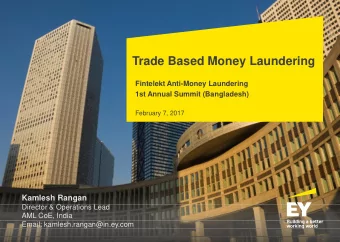 Trade Based Money Laundering  Fintelekt Anti-Money Laundering  1st Annual Summit (Bangladesh)
