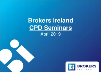 CPD Seminars  April 2019  Compliance Update  Emily Corcoran  Items Covered  No-Deal Brexit