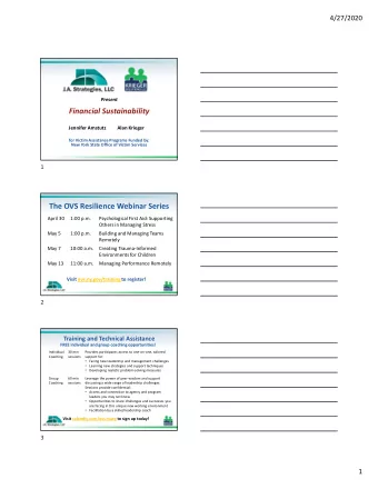 How to Develop  Financial Sustainability  a Strategic Plan  Jennifer Amstutz  Alan Krieger