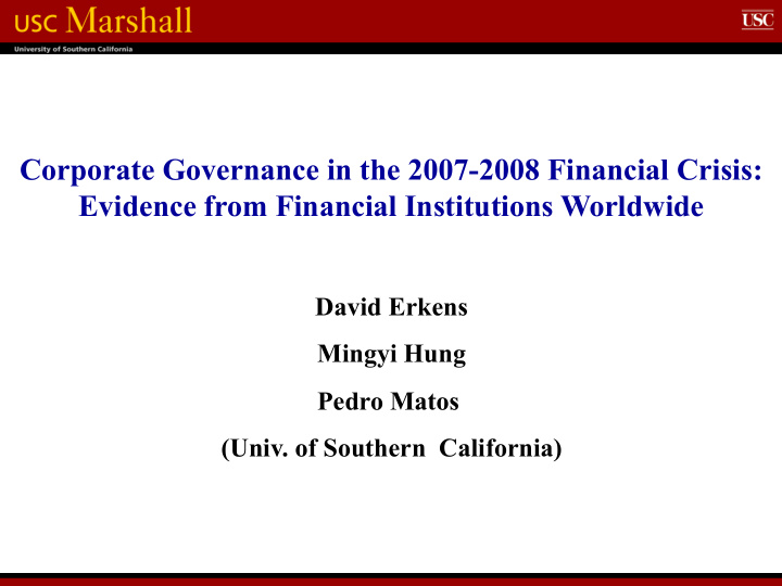 corporate governance in the 2007 2008 financial crisis