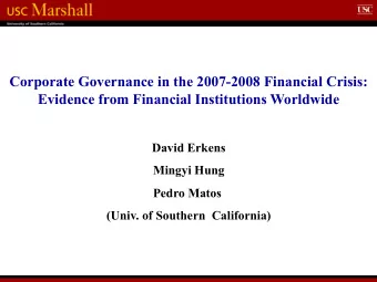 Corporate Governance in the 2007-2008 Financial Crisis:  Evidence from Financial Institutions