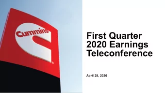 First Quarter  2020 Earnings  Teleconference  April 28, 2020  CONTENTS  2020 Summary  2020 Guidance