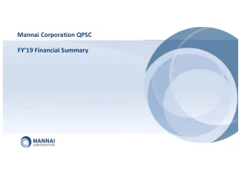 Mannai Corporation QPSC  FY19 Financial Summary  Disclaimer  Mannai Corporation Q.P.S.C.