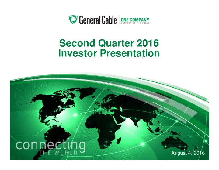 second quarter 2016 investor presentation