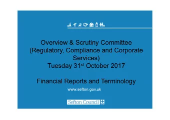 Overview &amp; Scrutiny Committee  (Regulatory, Compliance and Corporate  Services) Tuesday 31 st