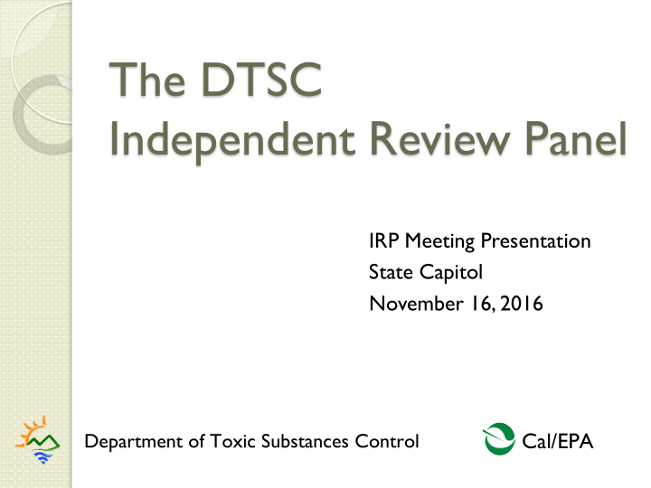 the dtsc independent review panel