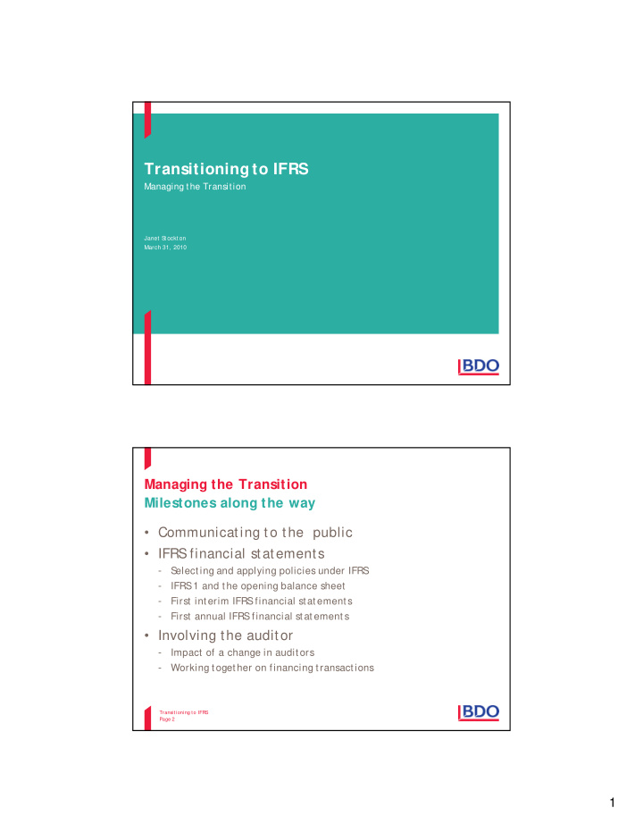 transitioning to ifrs