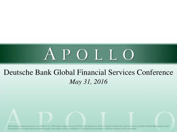 deutsche bank global financial services conference