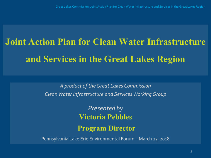 joint action plan for clean water infrastructure
