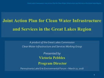 Joint Action Plan for Clean Water Infrastructure  and Services in the Great Lakes Region  A product