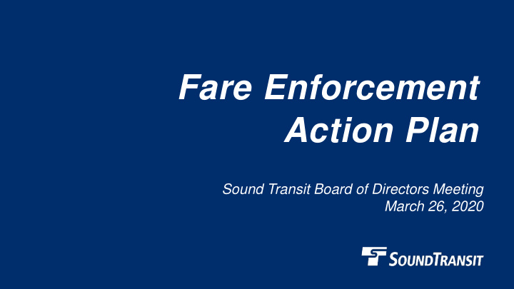 fare enforcement action plan
