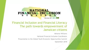 Financial Inclusion and Financial Literacy  The path towards empowerment of  Jamaican citizens