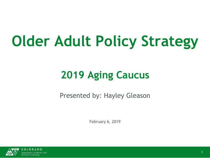 older adult policy strategy