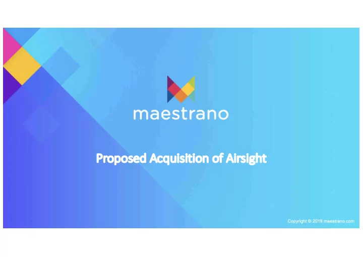pr proposed acquisition of ai airsigh ght disclaimer