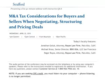 and Pricing Deals  WEDNESDAY, APRIL 22, 2015  1pm Eastern    |    12pm Central   |   11am Mountain