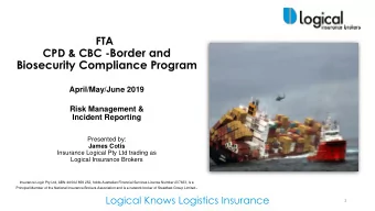 CPD &amp; CBC - Border and  Biosecurity Compliance Program  April/May/June 2019  Risk Management