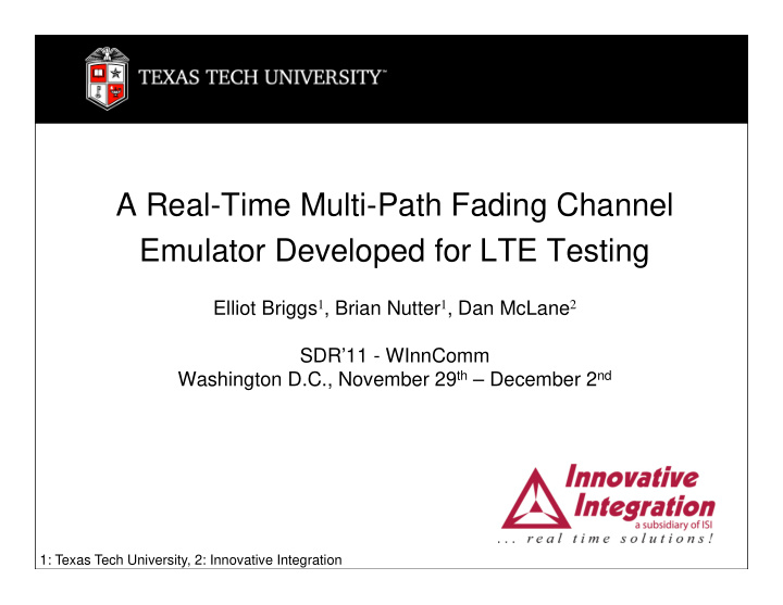 a real time multi path fading channel emulator developed
