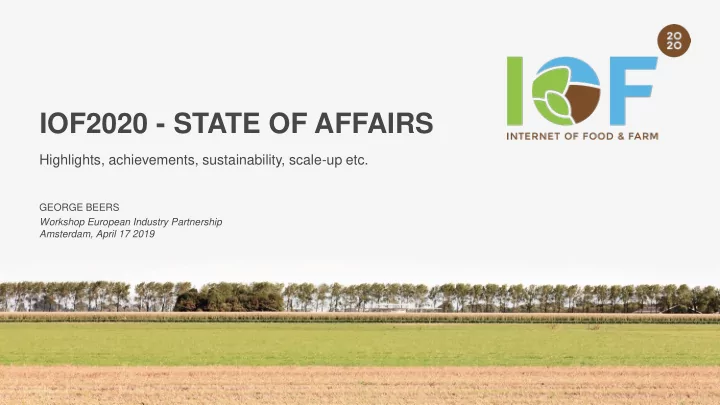 iof2020 state of affairs