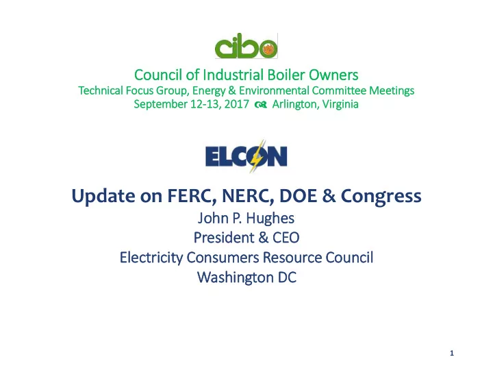 update on ferc nerc doe amp congress