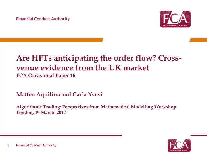 venue evidence from the uk market
