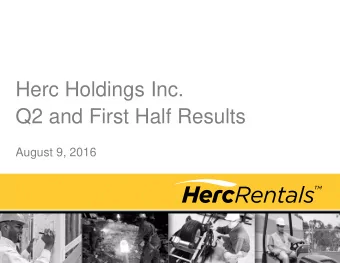 Herc Holdings Inc.  Q2 and First Half Results  August 9, 2016  Agenda  Elizabeth Higashi  Welcome