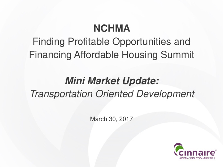nchma finding profitable opportunities and financing