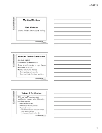 4/1/2015  Municipal Elections  Chris Whitmire  Director of Public Information &amp; Training