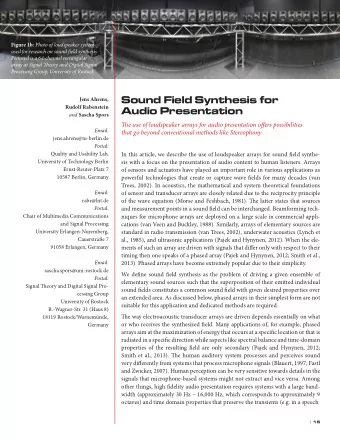 Sound Field Synthesis for  Jens Ahrens,  Rudolf Rabenstein  Audio Presentation and Sascha Spors  Te