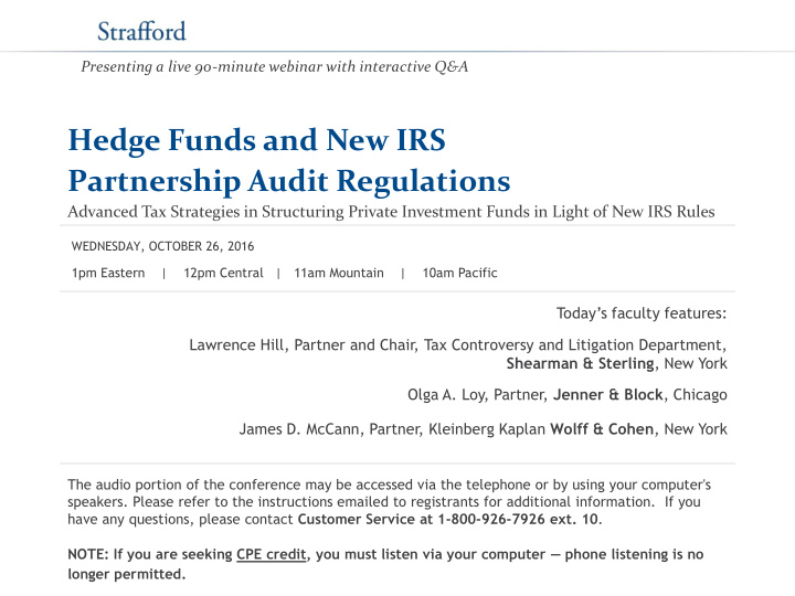 hedge funds and new irs partnership audit regulations