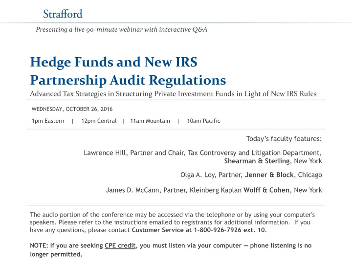 hedge funds and new irs partnership audit regulations