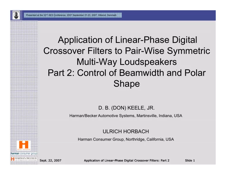 application of linear phase digital crossover filters to
