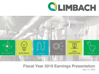 Fiscal Year 2019 Earnings Presentation  May 13, 2020  Forward Looking Statements  We make
