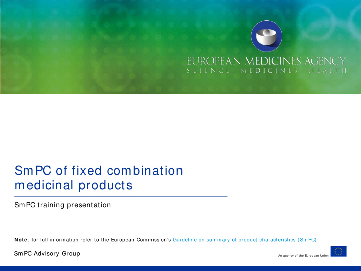 smpc of fixed combination medicinal products