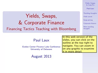 Yields, Swaps,  Yield curves  Swap pricing  &amp; Corporate Finance  Corporate finance  More