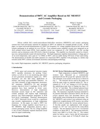 Demonstration of 500 o C AC Amplifier Based on SiC MESFET  and Ceramic Packaging Liang -Yu Chen