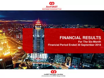 FINANCIAL RESULTS  For The Six-Month  Financial Period Ended 30 September 2018  FUND O  D OVER