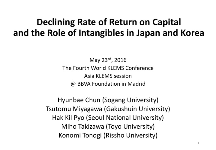 and the role of intangibles in japan and korea