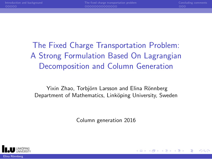 the fixed charge transportation problem a strong