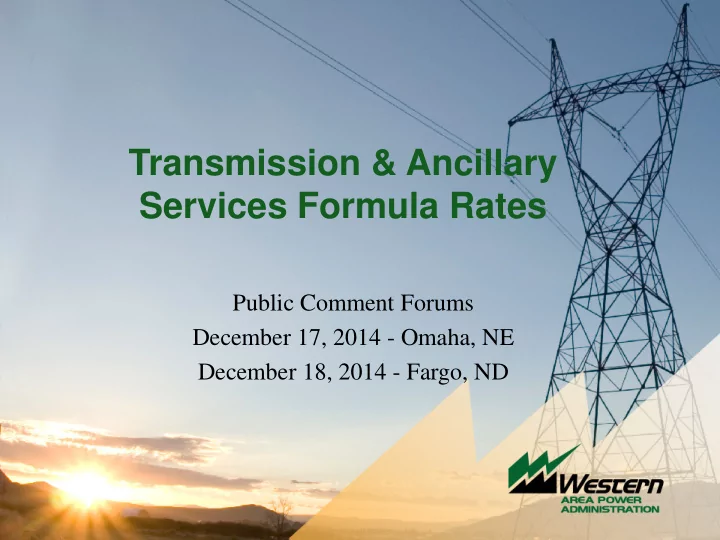 transmission ancillary services formula rates