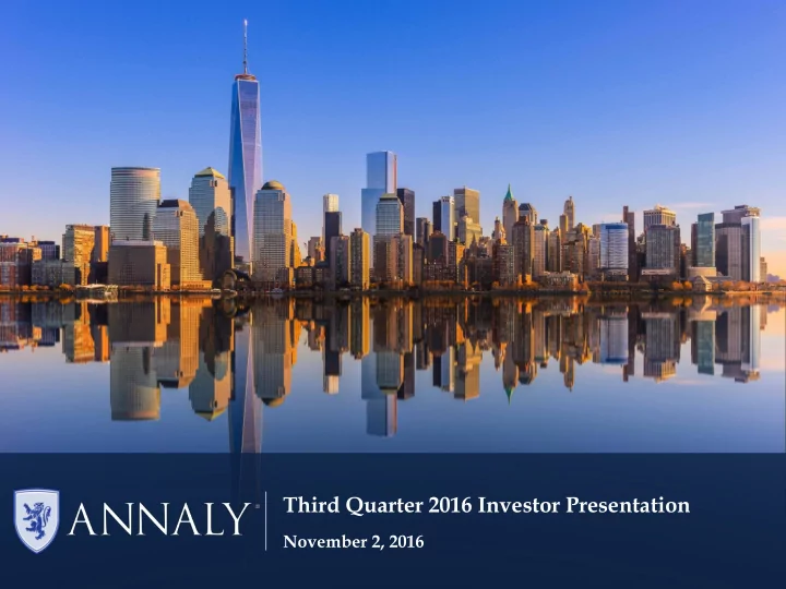 third quarter 2016 investor presentation