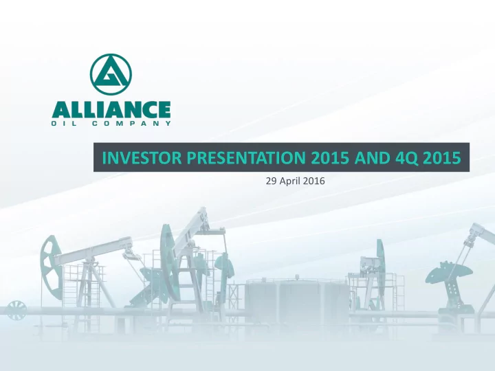investor presentation 2015 and 4q 2015