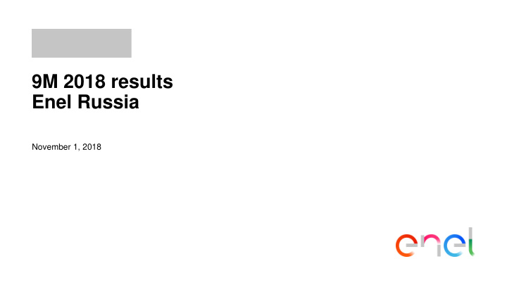 9m 2018 results enel russia