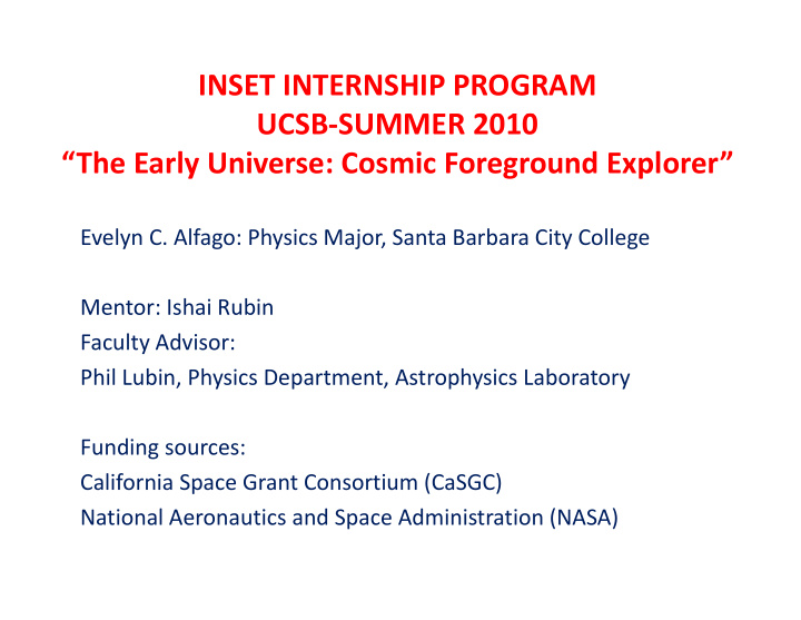 inset internship program ucsb summer 2010 ucsb summer