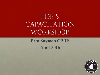 PDE 5  capacitation  workshop  Pam Snyman CPRE  April 2016  introduction  STANDARD OF TRAINING OF