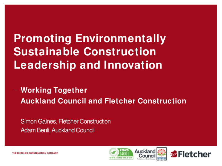 promoting environmentally sustainable construction